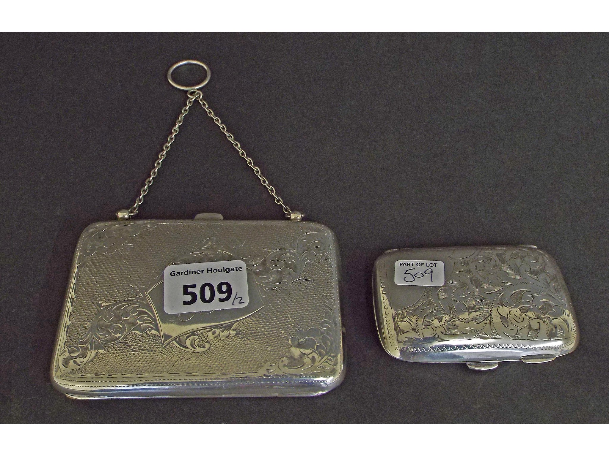 Appraisal: Edwardian silver lady's card and notecase purse with chain the