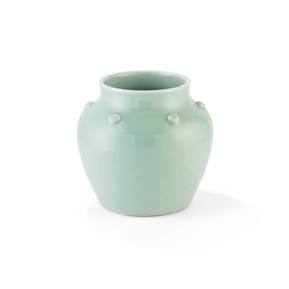 Appraisal: CELADON-GLAZED VASE TH- TH CENTURY the bulbous body terminating into