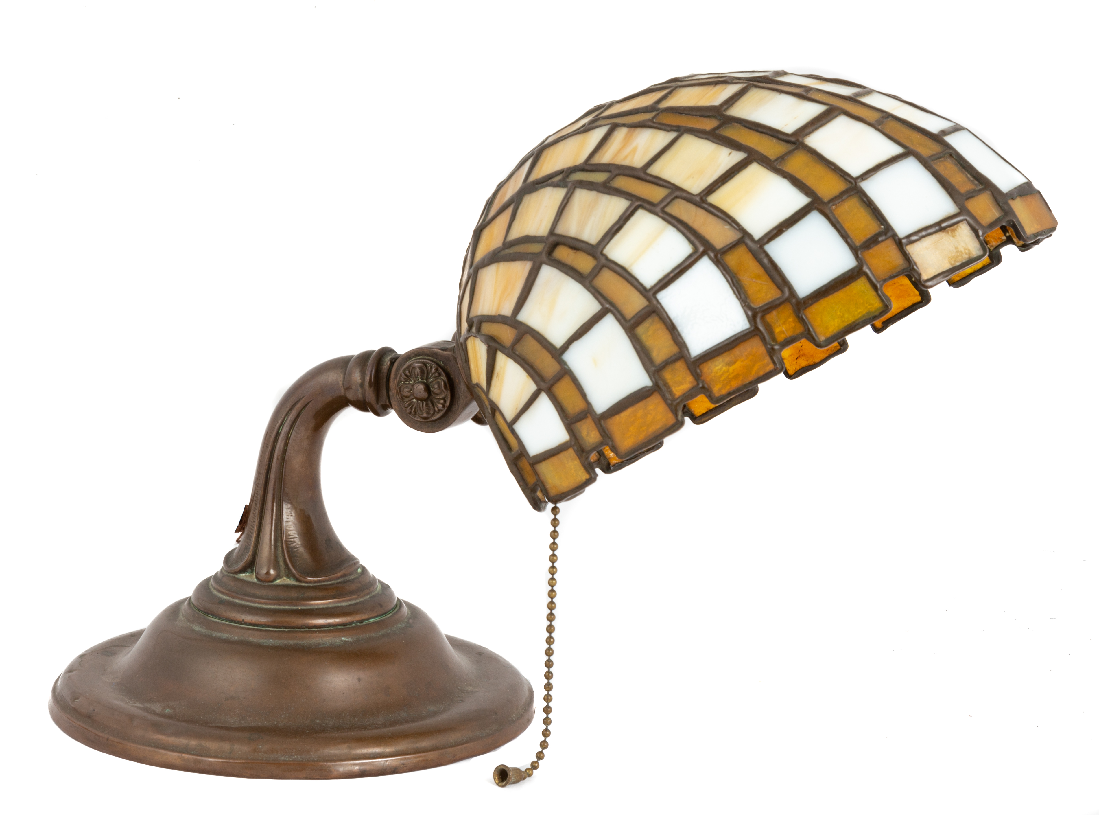 Appraisal: DUFFNER KIMBERLY LEADED GLASS CLAM SHELL PIANO LAMP Early th