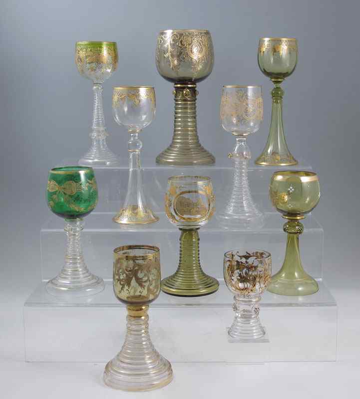 Appraisal: COLLECTION OF BOHEMIAN AND GERMAN GLASS ROAMERS - ''h