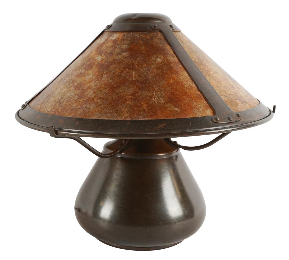 Appraisal: ARTS CRAFTS-STYLE MICA COPPER TABLE LAMPthe shade and base marked