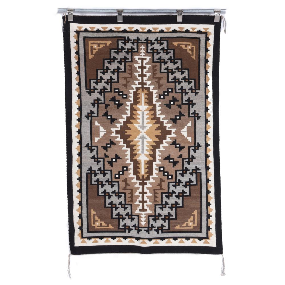 Appraisal: MASTER WEAVER CLARA WASHBURN-VAUGHN TWO GREY HILLS NAVAJO TEXTILE X