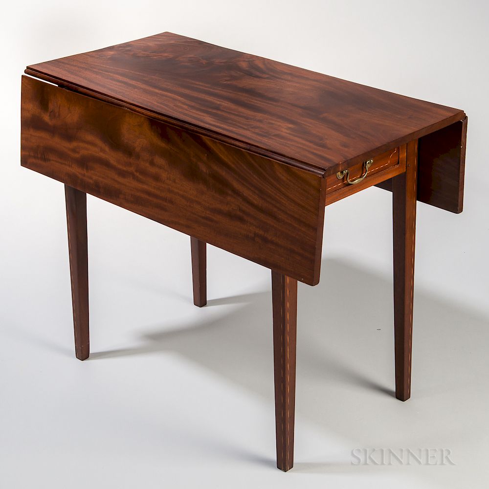 Appraisal: Inlaid Mahogany Pembroke Table Inlaid Mahogany Pembroke Table Connecticut River