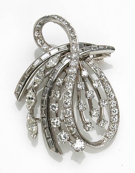 Appraisal: A diamond and k white gold spray brooch estimated total