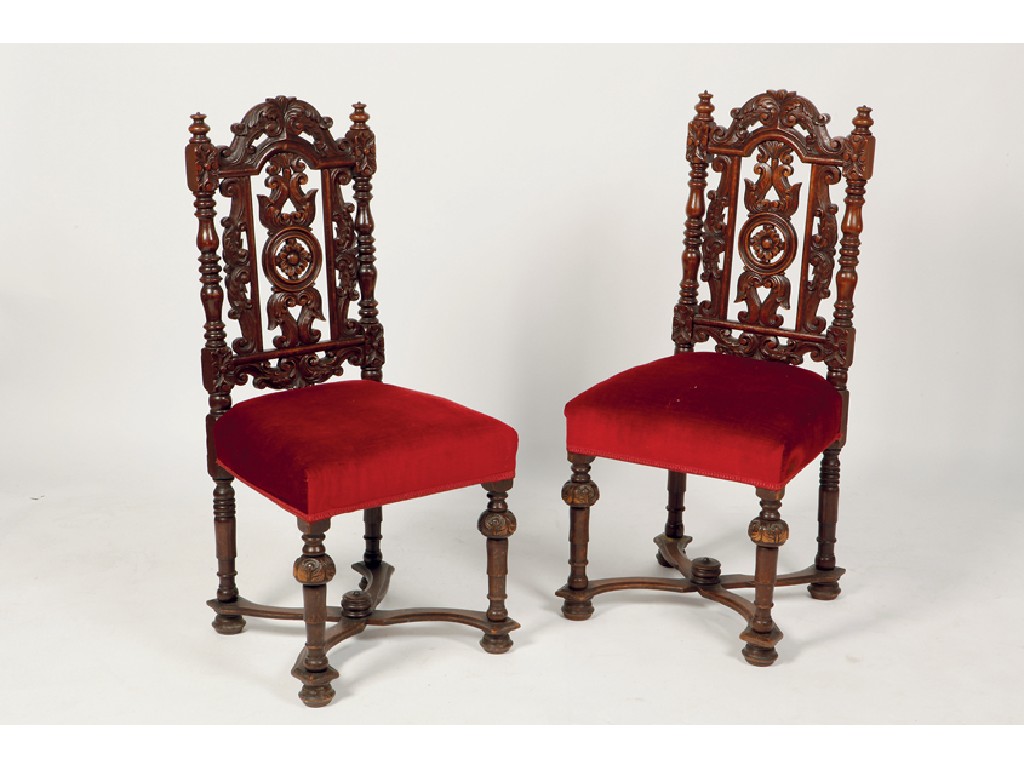 Appraisal: A SET OF EIGHT LATE VICTORIAN CARVED OAK QUEEN ANNE