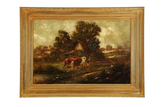 Appraisal: LANDSCAPE WITH COWS EUROPEAN SCHOOL ND HALF- TH CENTURY Oil