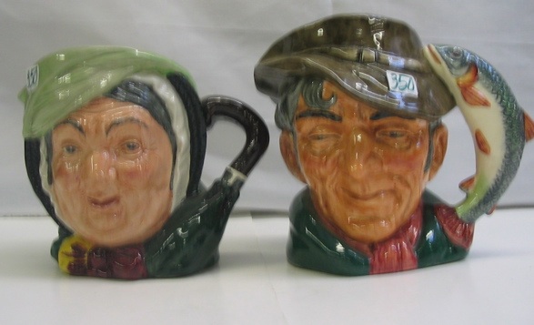 Appraisal: TWO ROYAL DOULTON GLAZED PORCELAIN CHARACTER MUGS large size The