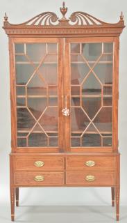 Appraisal: Margolis mahogany china cabinet in two parts upper portion having