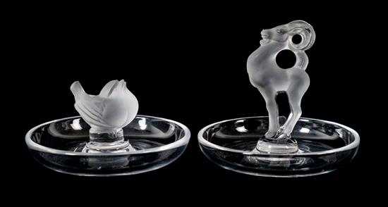 Appraisal: Sale Lot Eight Lalique Molded and Frosted Crystal Ring Dishes