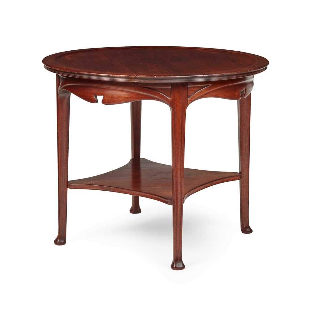 Appraisal: SWEDISH ART NOUVEAU CIRCULAR TABLE CIRCA mahogany label for Gardner