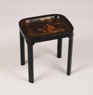 Appraisal: TH C EUROPEAN PAPIER MACHE TRAY ON STAND TH C