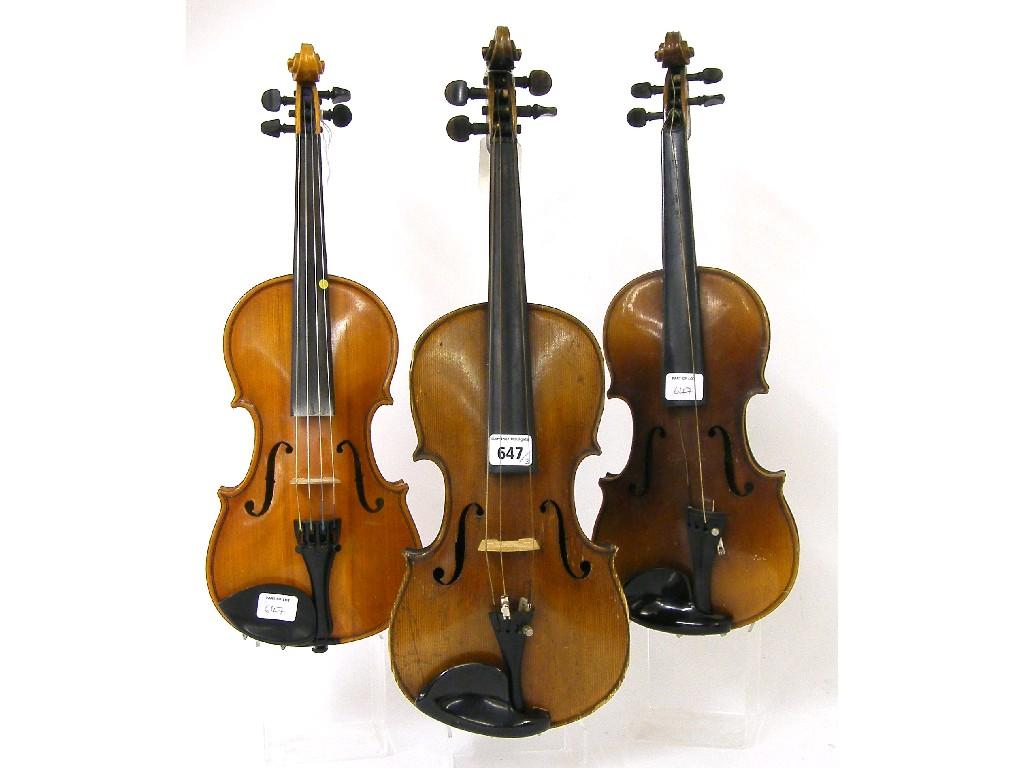 Appraisal: Three-quarter size violin circa cm also two th century half