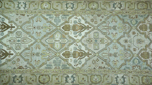 Appraisal: PERSIAN Runner with geometric ivory and olive green diamond pattern