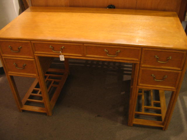 Appraisal: MCGUIRE'S SAN FRANCISCO Asian inspired golden oak desk bears a