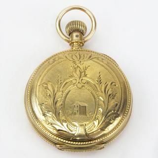 Appraisal: Antique Elgin Karat Yellow Gold Engraved Pocket Watch Signed K