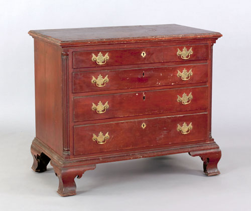 Appraisal: Philadelphia Chippendale mahogany chest of drawers ca with four drawers