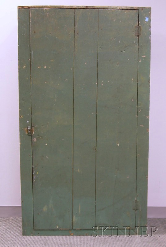 Appraisal: Green-painted Pine Jelly Cupboard the interior with four fixed shelves