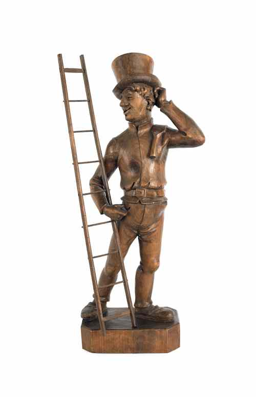 Appraisal: Carved figure of a chimney sweep th c h