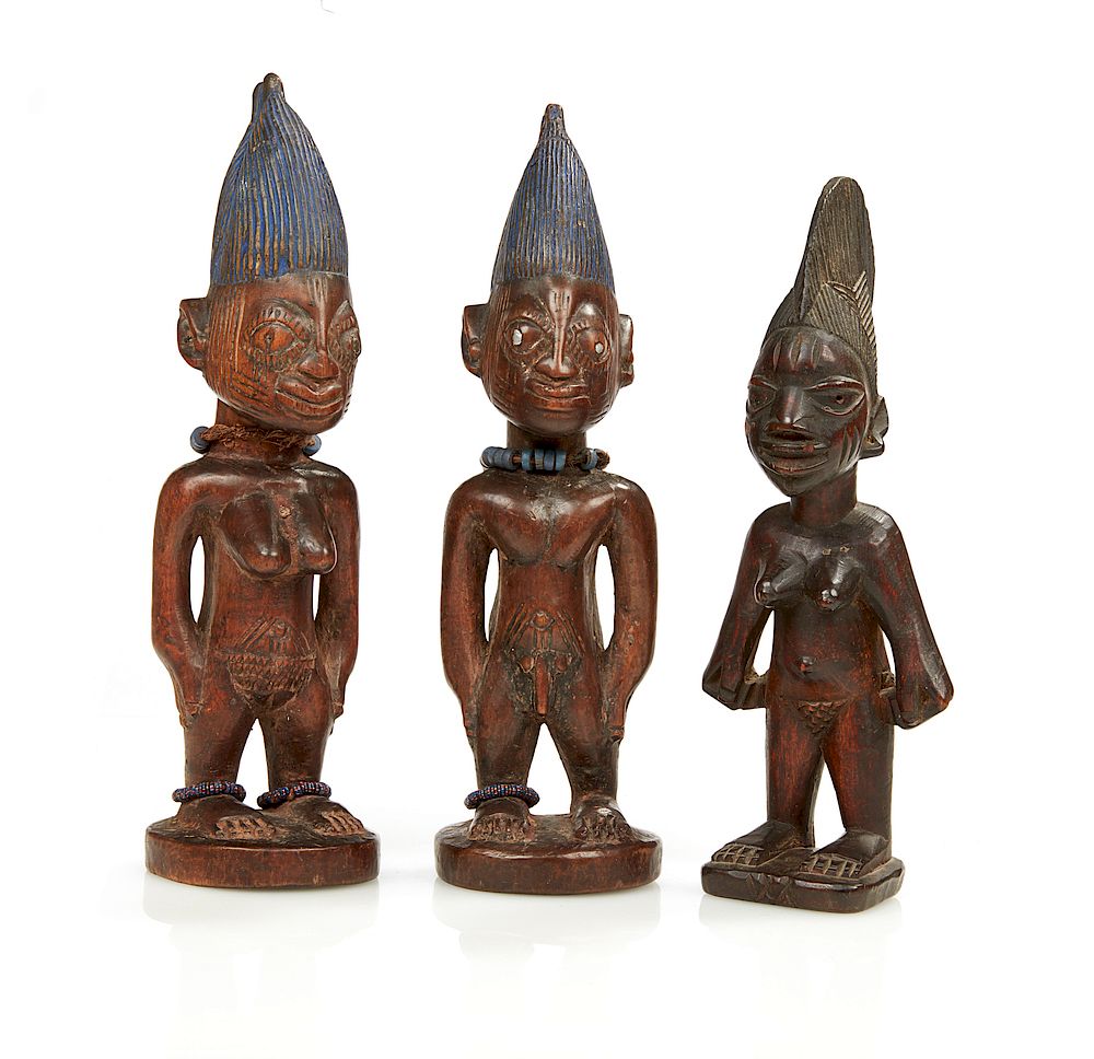 Appraisal: Pair of Yoruba Nigeria Ibeji Figures and a Female Ibeji