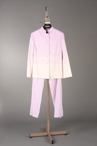 Appraisal: Loro Piana lavender cream cashmere silk slacks suit with mandarin