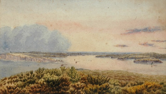 Appraisal: Ernest D Stocks - Sydney Harbour from North Shore watercolour