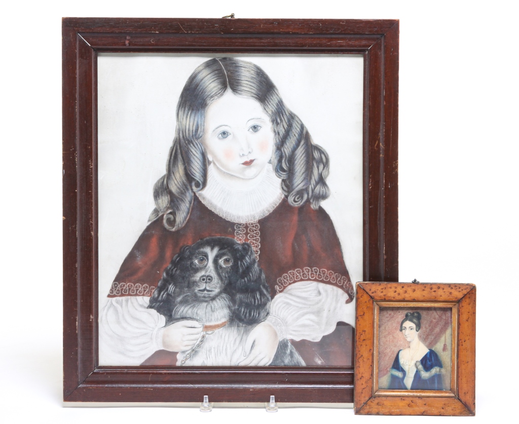 Appraisal: TWO AMERICAN PORTRAITS Mid th century Watercolor on paper of