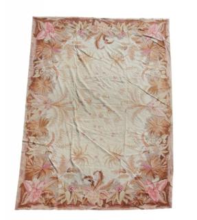 Appraisal: Needlework Floral Tapestry or Floor Treatment A th century needlework