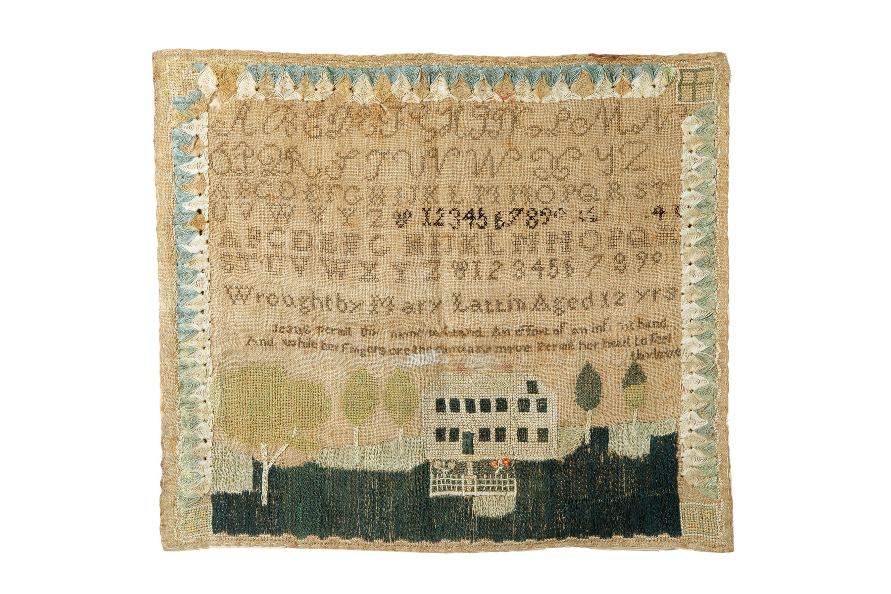 Appraisal: AMERICAN SAMPLER American early th century silk on linen Rows