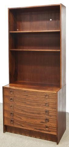 Appraisal: Danish mid-century modern rosewood bookcase c s upper section with