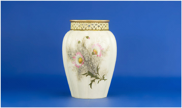 Appraisal: Grainger Worcester Vase with hand painted decoration pierced top with