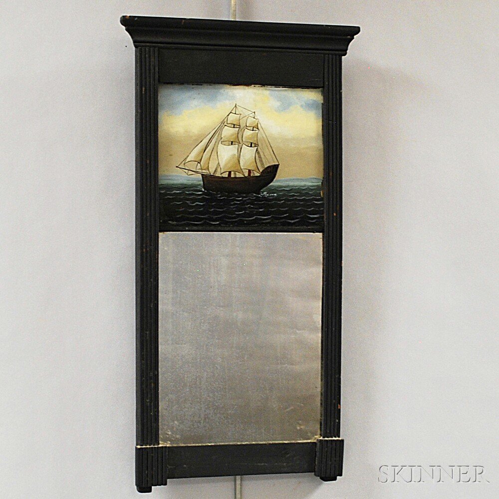 Appraisal: Federal Black-painted Mirror probably New England early th century the