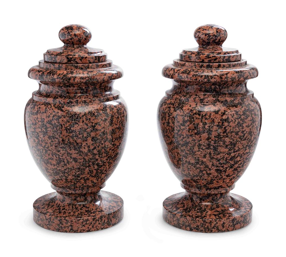 Appraisal: A Pair of Carved Marble Covered Urns A Pair of