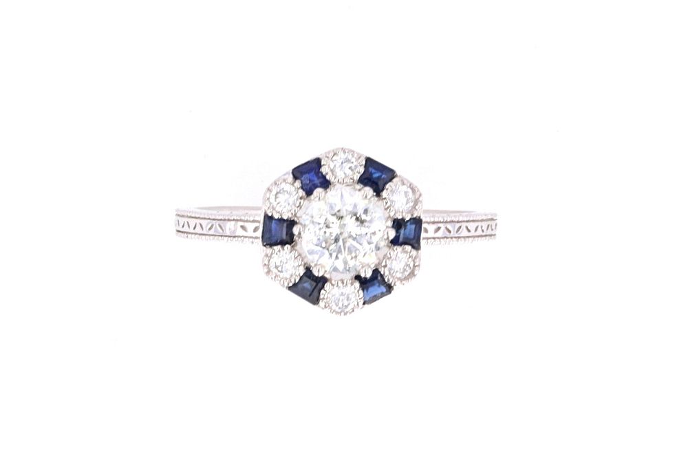 Appraisal: Art Deco Diamond Sapphire Platinum Ring Featured in this lot