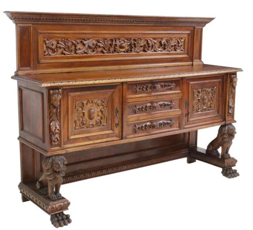 Appraisal: Italian Renaissance Revival walnut sideboard early th c having molded