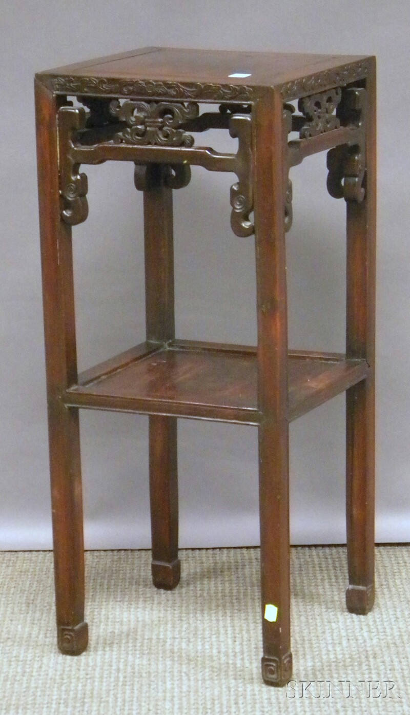 Appraisal: Chinese Carved Hardwood Stand ht wd in