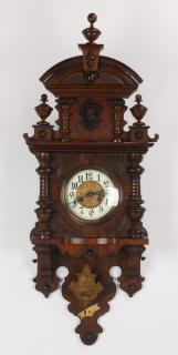 Appraisal: th c German carved walnut wall clock th century German