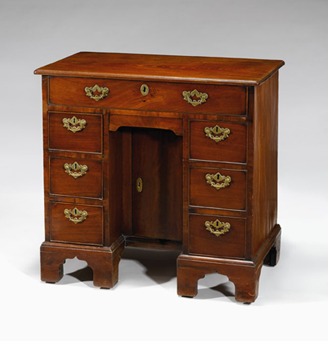 Appraisal: George III mahogany kneehole desk circa The rectangular top above