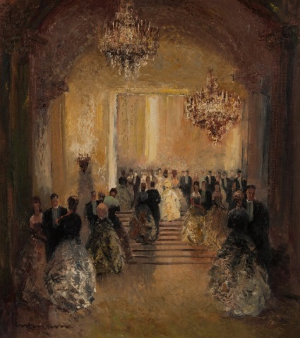 Appraisal: Ludwig Gschossmann Ballroom Scene oil on canvas German - Signed