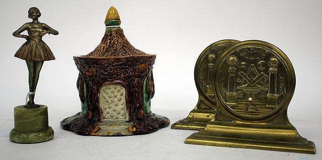 Appraisal: A VICTORIAN MAJOLICA TOBACCO JAR in the form of a