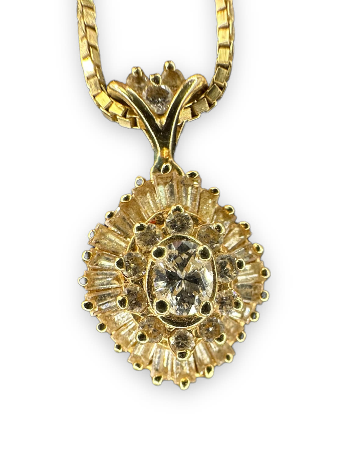 Appraisal: K Gold Necklace w K Diamond PendantCenter Diamond mm x