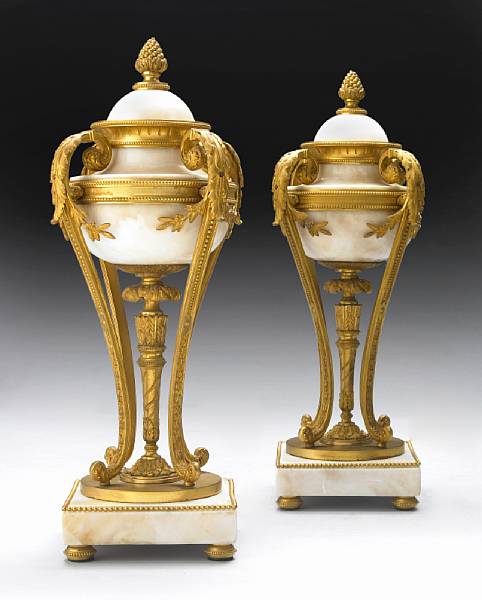 Appraisal: A pair of Louis XVI style gilt bronze and marble