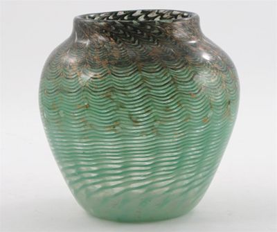 Appraisal: A Monart glass vase shouldered form pulled green and black