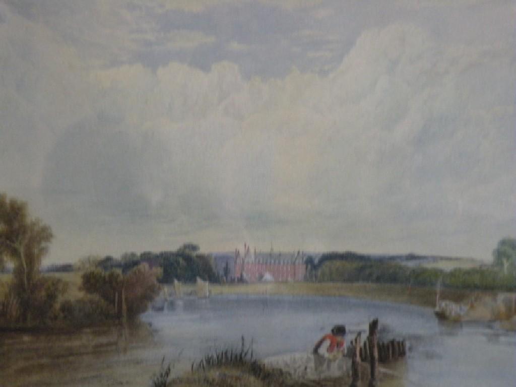 Appraisal: thC School Country house within a real landscape watercolour and