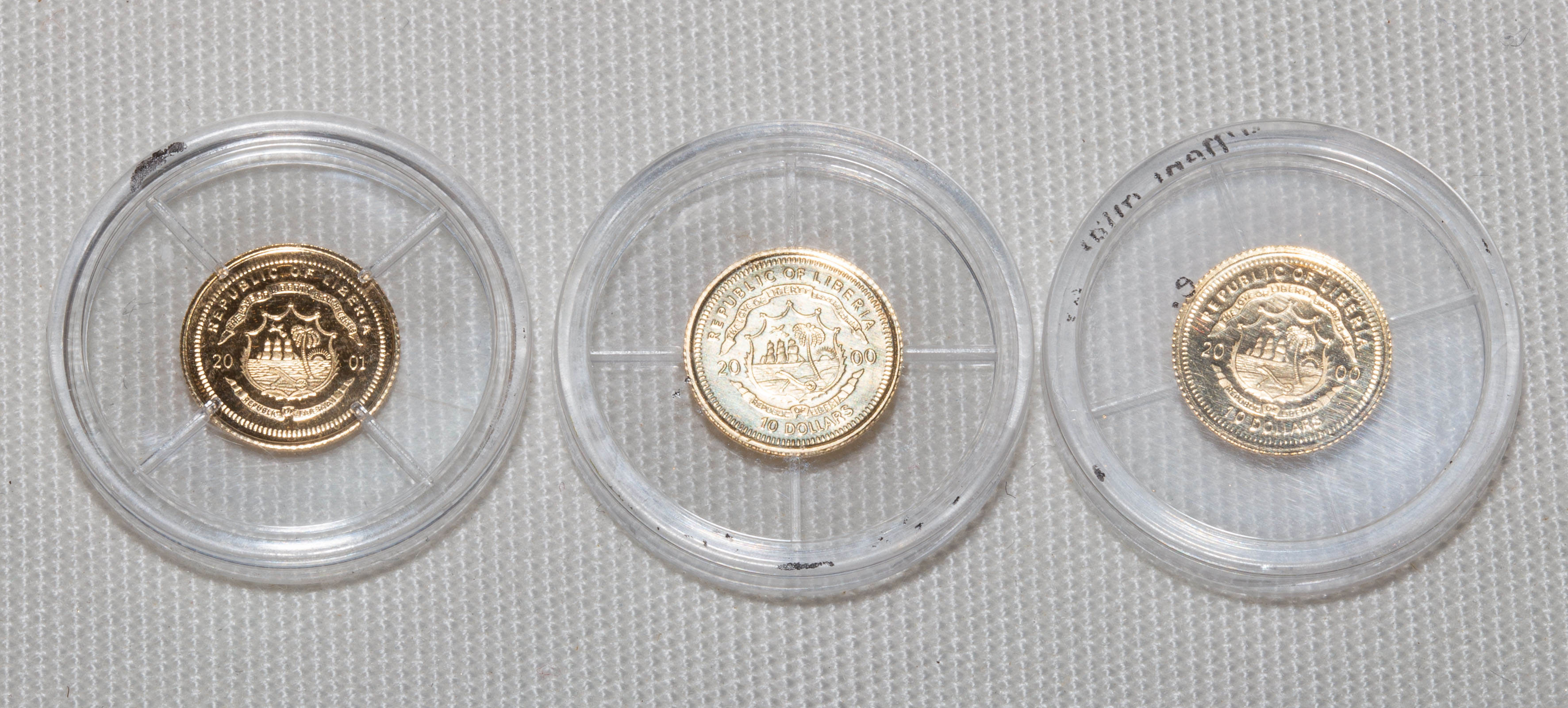 Appraisal: THREE AMERICAN MINT MINI GOLD COINS Each historical coin from