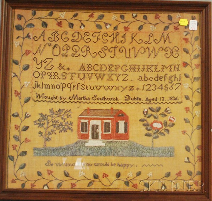 Appraisal: Framed Mechanical Print of an Needlework Sampler