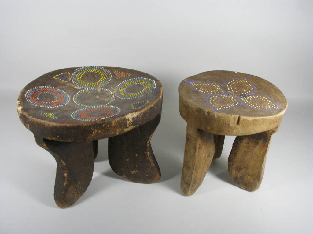 Appraisal: Two African Carved Wooden Stools Possibly Mali ca late th