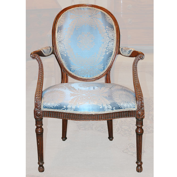 Appraisal: George III Mahogany Armchair Circa The oval padded backrest and