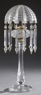 Appraisal: Cut Crystal Oil Lamp th c with a shell form