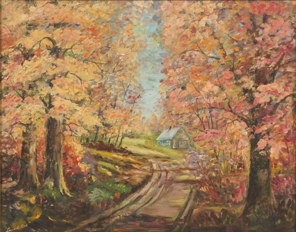 Appraisal: Leonard Cook fall scene oil on canvas x signed lower