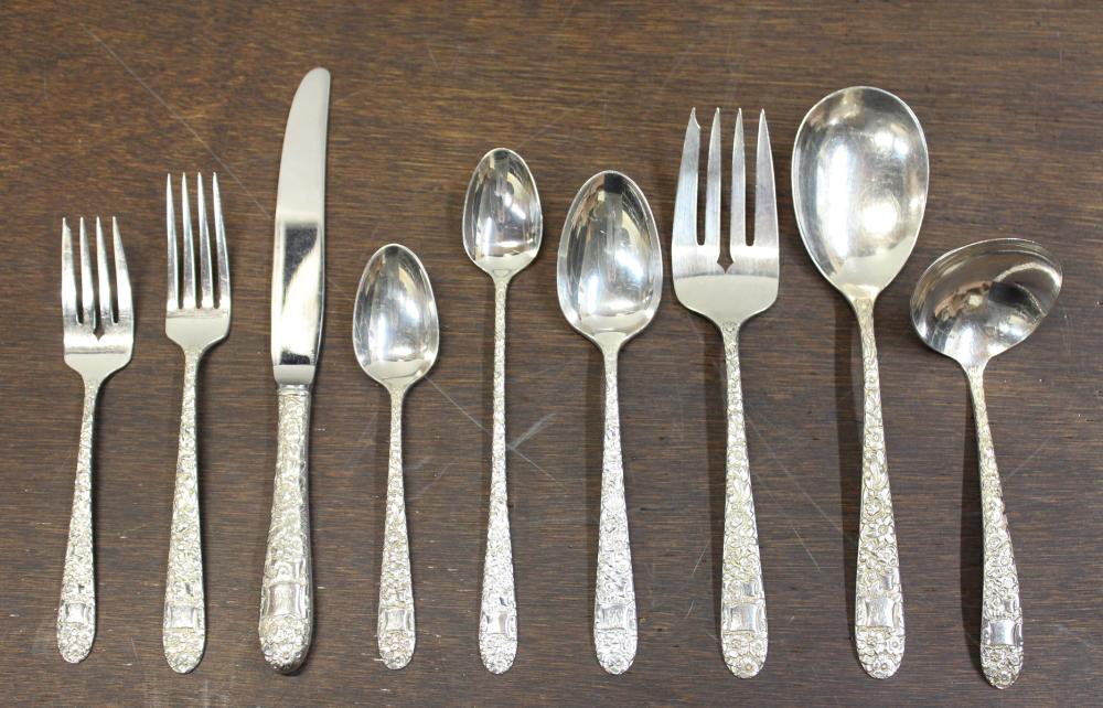 Appraisal: HALLMARK RIBBON ROSE STERLING SILVER FLATWARE SET pieces comprised of